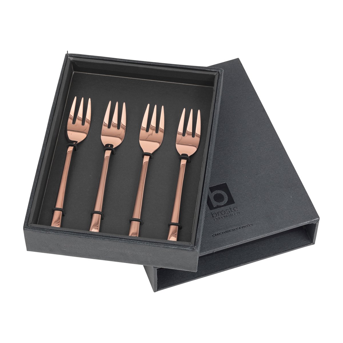 Broste Copenhagen Hune kakkuhaarukka 4-pakkaus titanium espresso