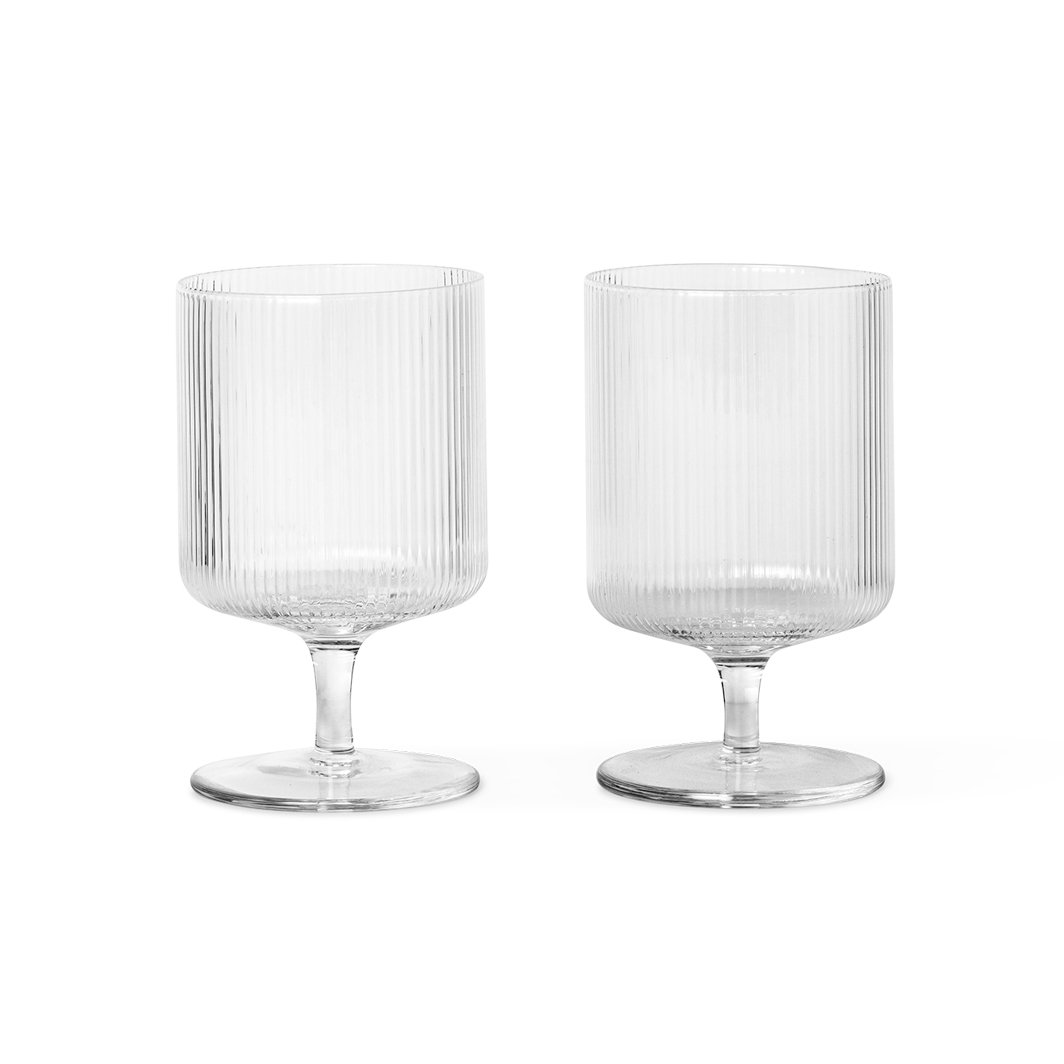 Ferm Living Ripple viinilasit Kirkas lasi
