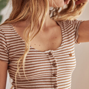 Anda T-Shirt Stripes Camel Brown