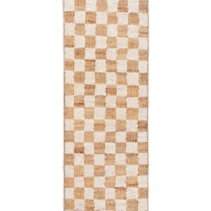 Check wool jute -matto, 70 x 180 cm