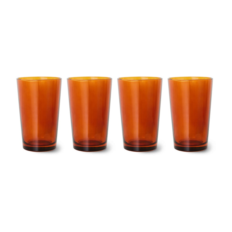 HKliving 70's glassware teelasi 20 cl 4-pakkaus Amber brown