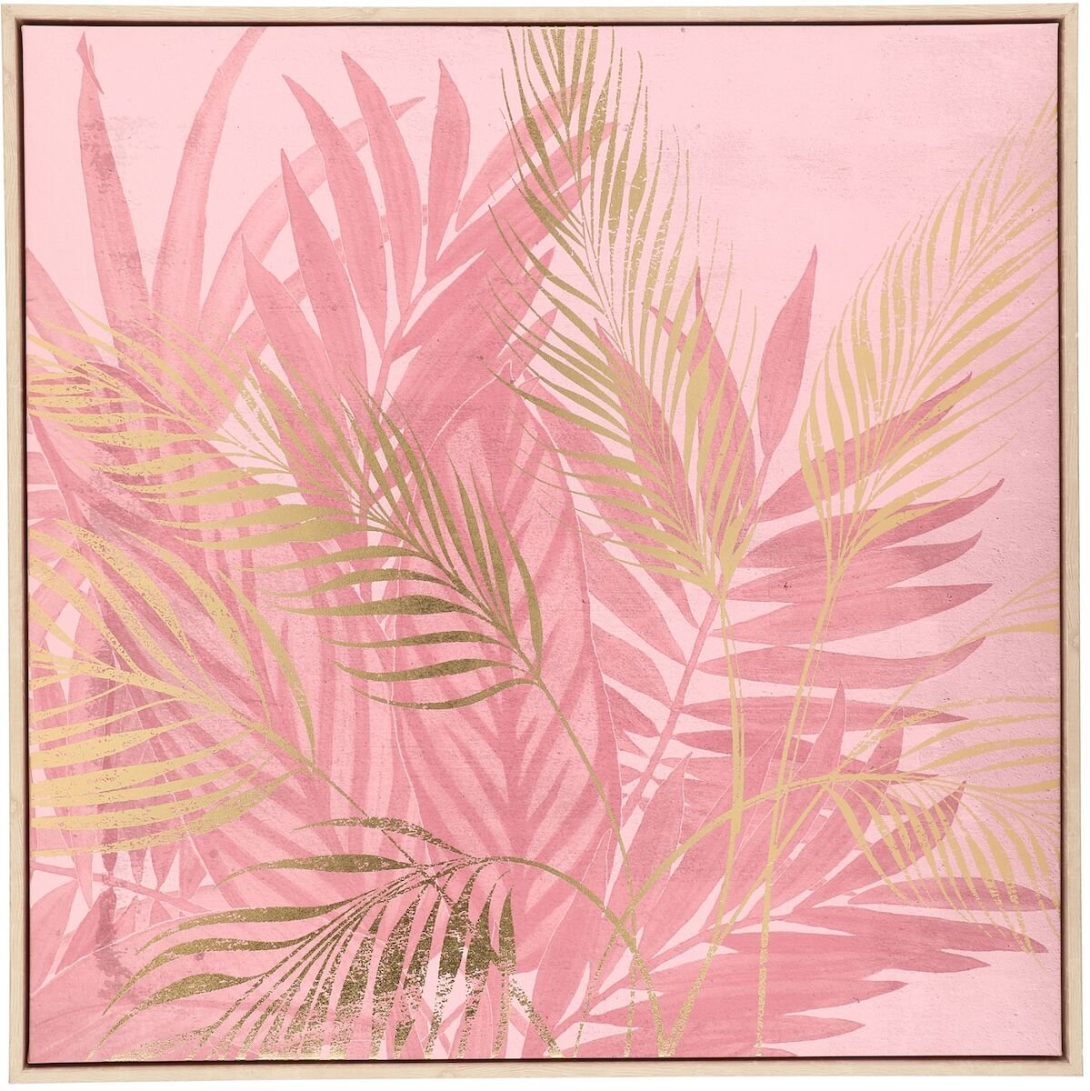 4Living lehdet taulu 75x75 cm vaaleanpunainen