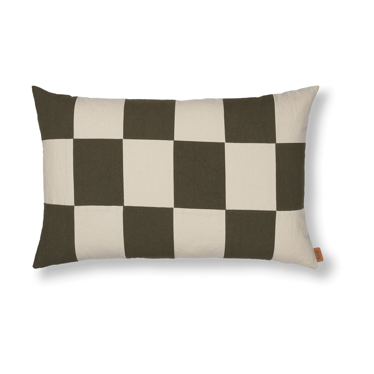 Ferm Living Fold patchwork tyynynpäällinen 40x60 cm Dark Olive -undyed