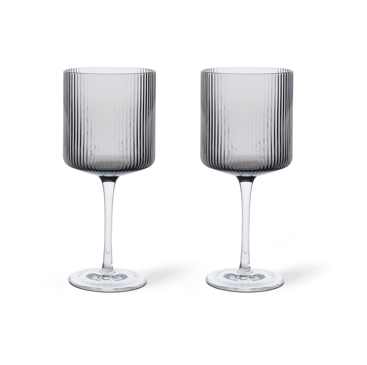 Ferm Living Ripple punaviinilasi 32,5 cl 2-pakkaus Smoked grey
