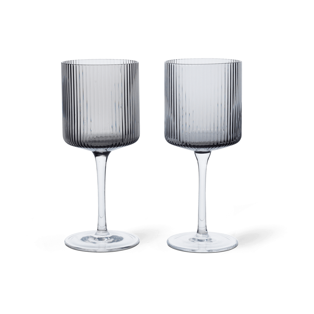 Ferm Living Ripple valkoviinilasi 26 cl 2-pakkaus Smoked grey