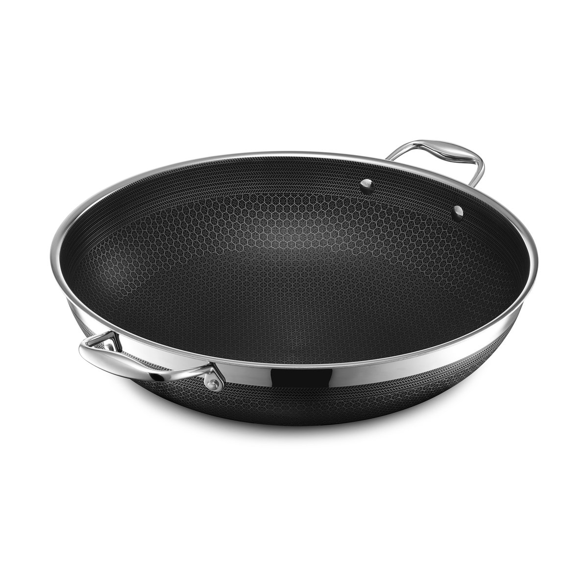 Hexclad Hexclad wok-pannu kannella hybridi Ø36 cm Ruostumatonta terästä-musta