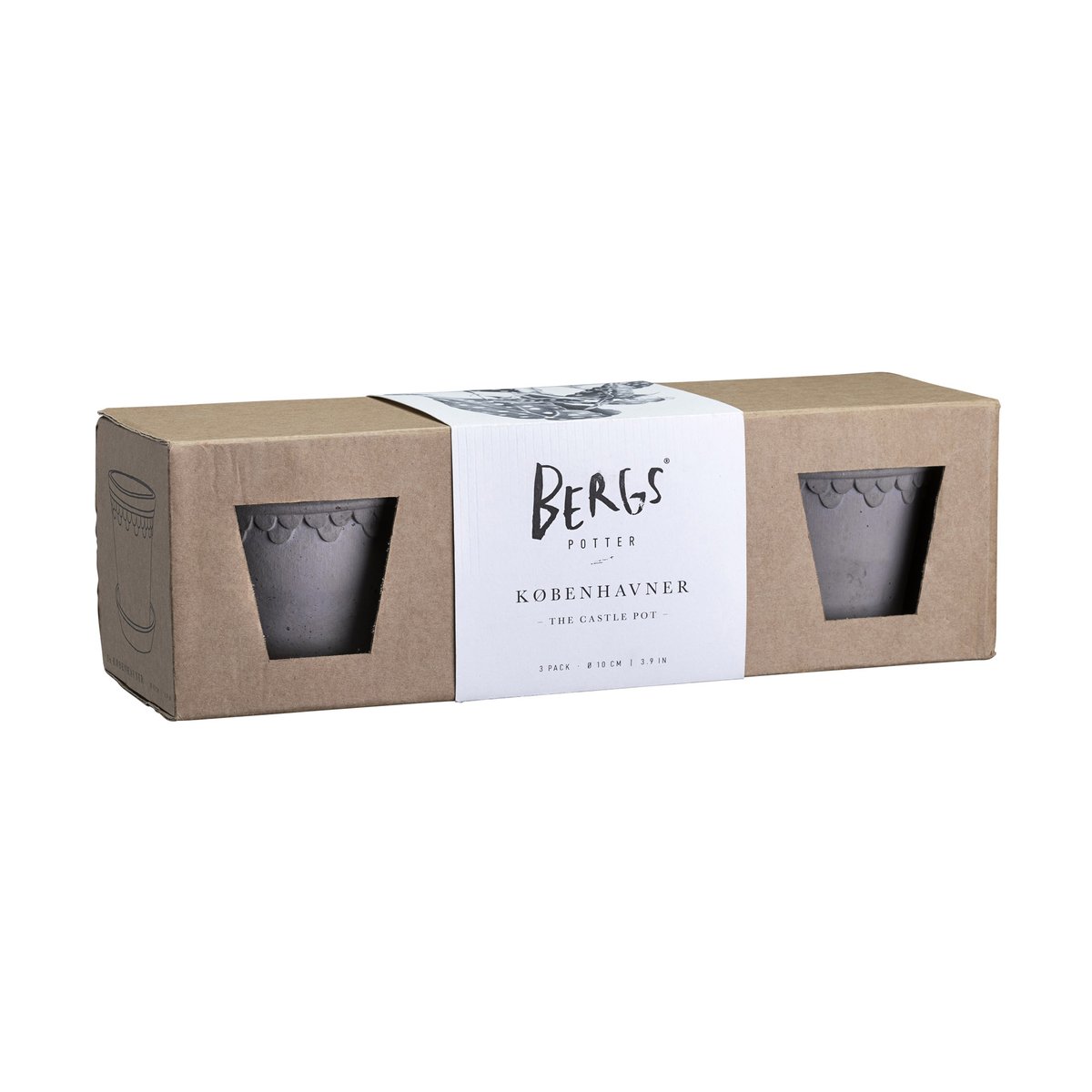 Bergs Potter Köpenhamn ruukku Ø10 cm 3-pack. Harmaa