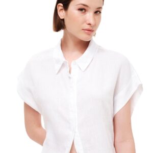 Batwing Sleeve Belted Shirt Dress White