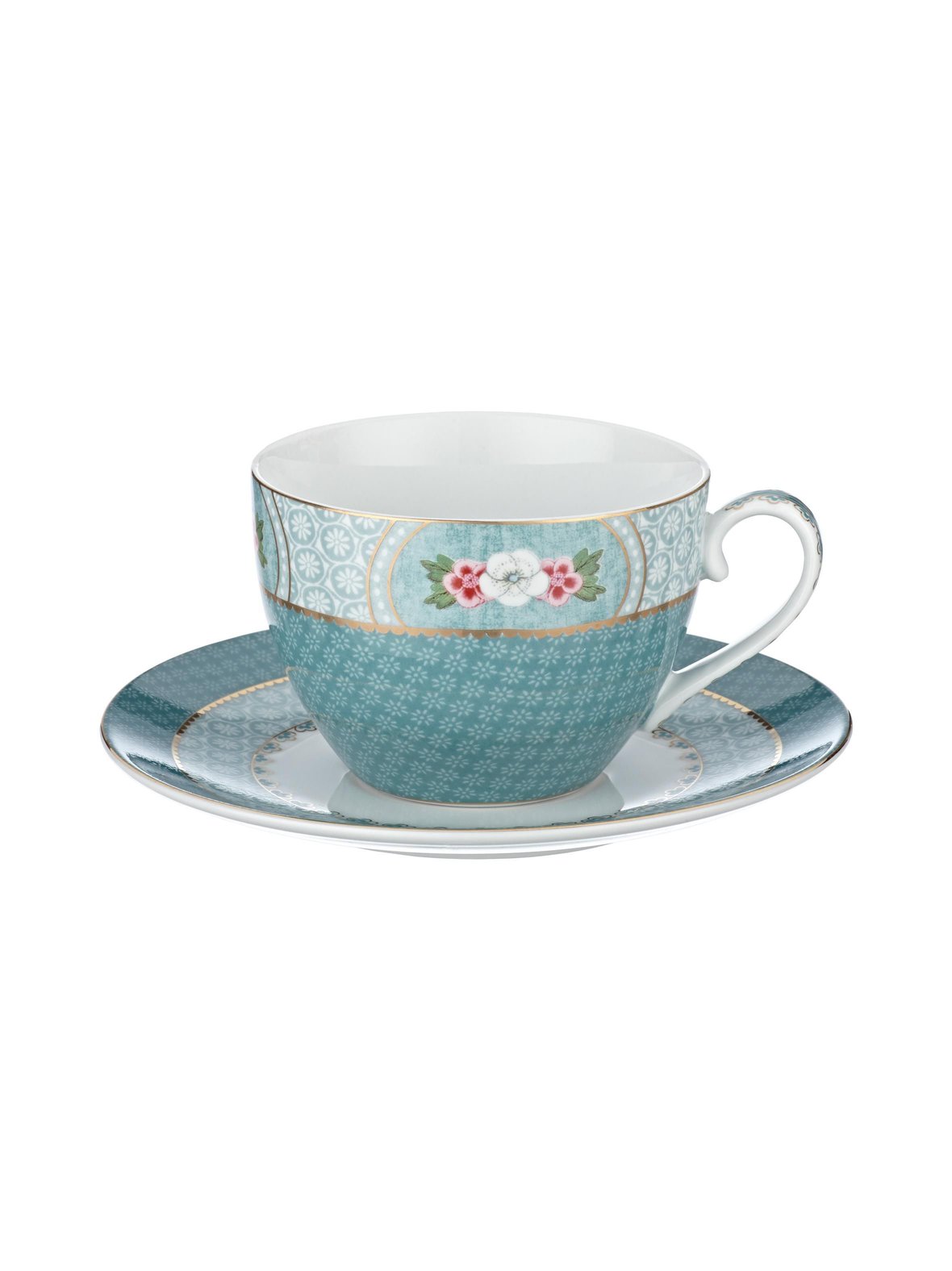 Blushing birds -cappuccinokuppi 280 ml ja lautanen