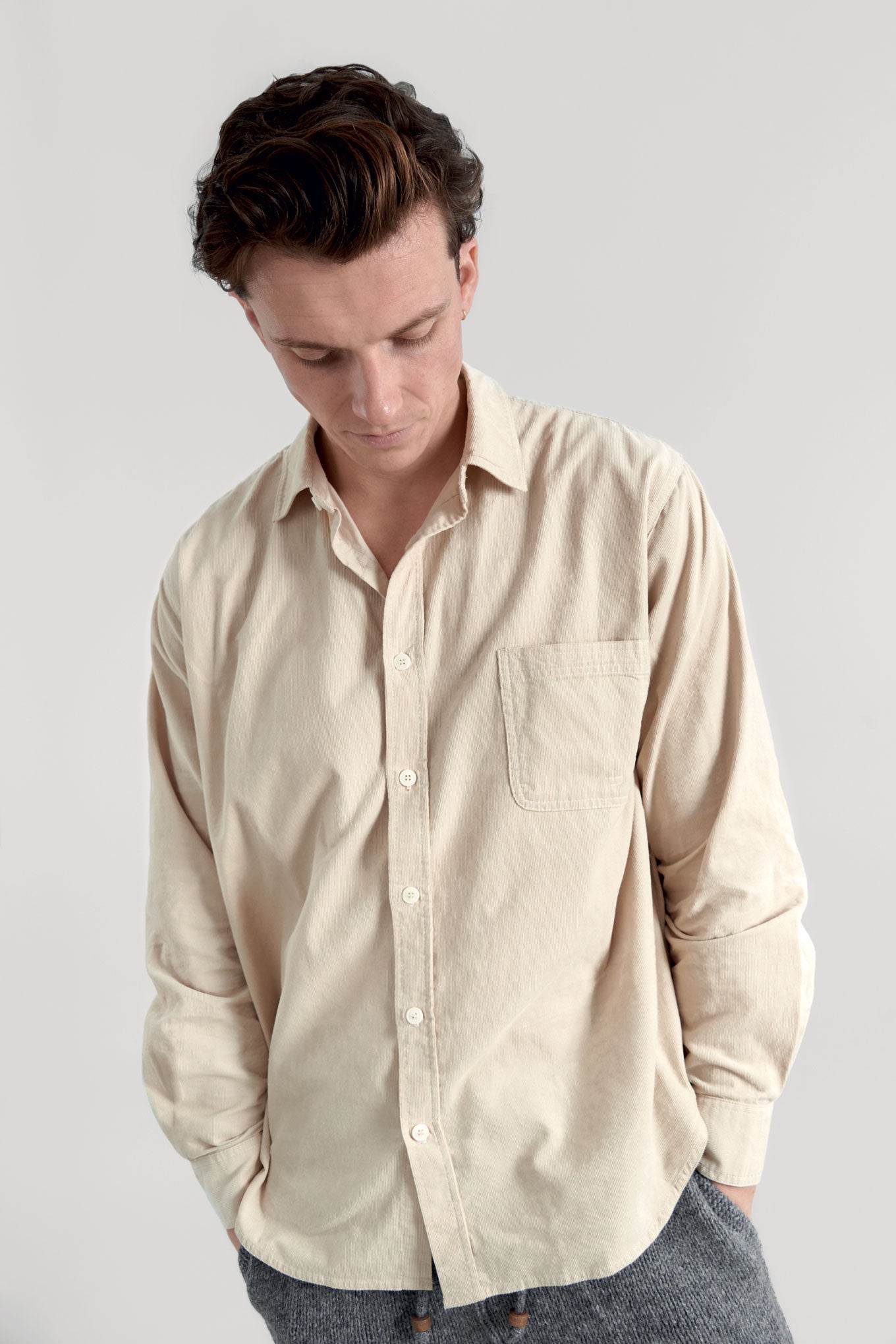 Abel Organic Corduroy Shirt Winter White