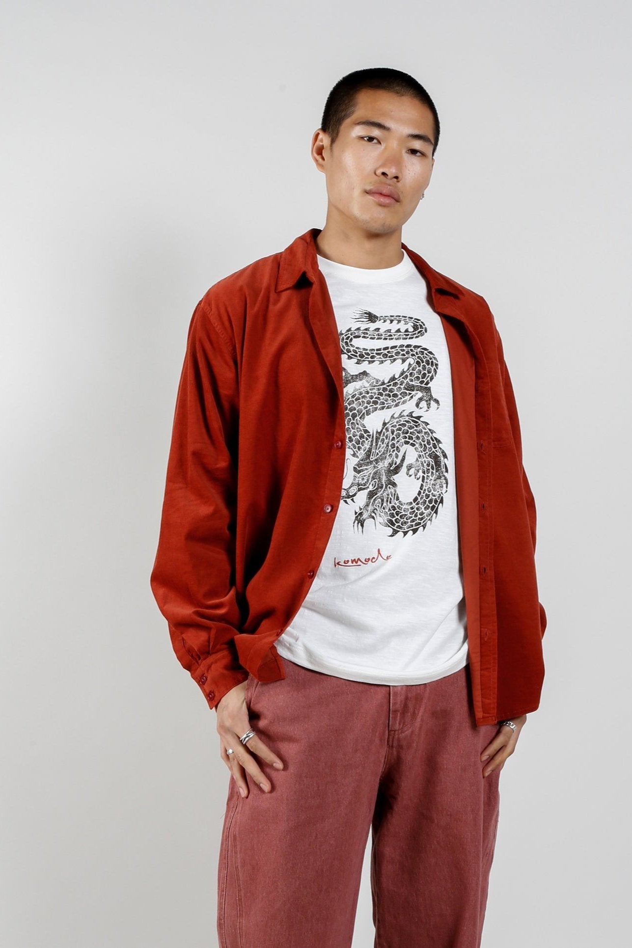 Abel Organic Corduroy Shirt Terracotta