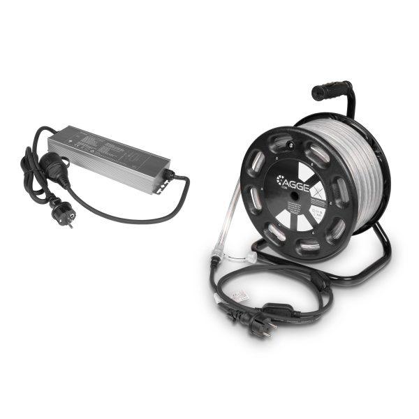 LED-nauha / Työvalo AGGE COB 230V - 1500 lm/m, 25 m - Kela, Nauha virtajohdolla + PowerBank