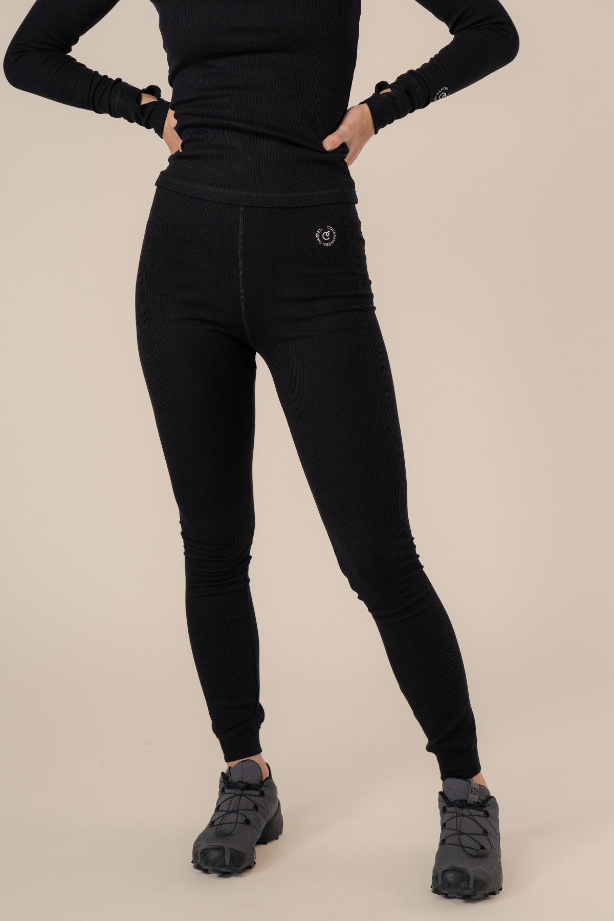Algae Ribbed OCN Weed® Leggingsit Musta