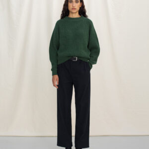 Cropped Knit Sweater Wool-Blend Green