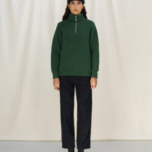 Heavy Knit Unisex Troyer Green