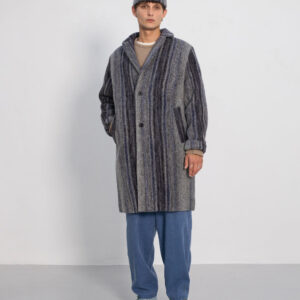 Formal Wool-Blend Coat Grey Stripe