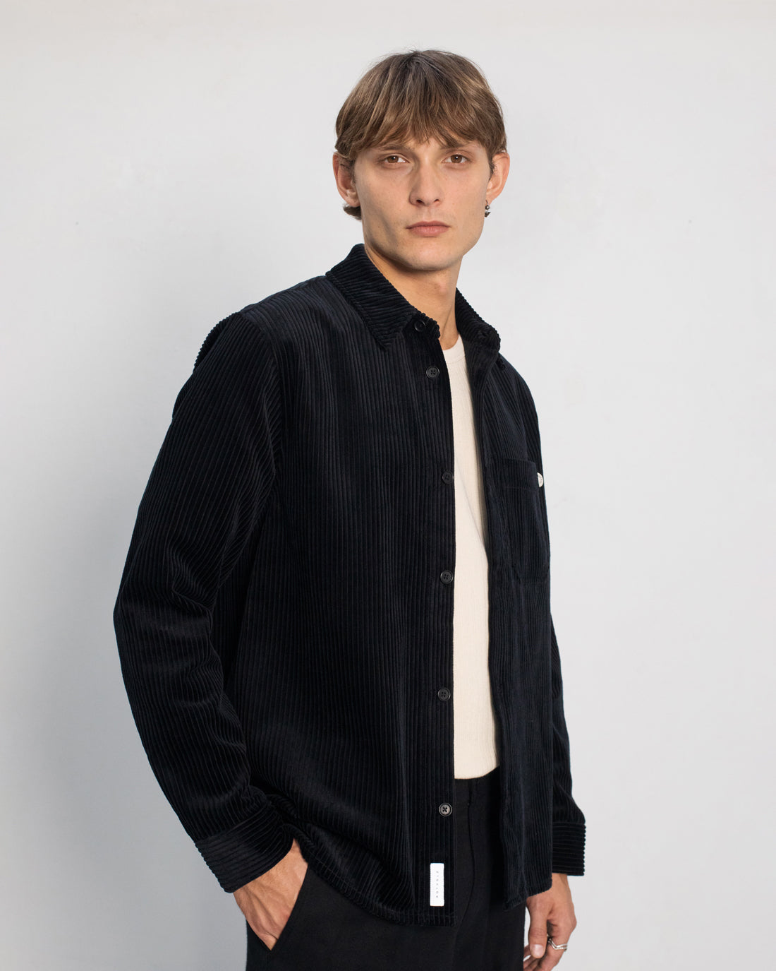 Cord Casual Shirt Black
