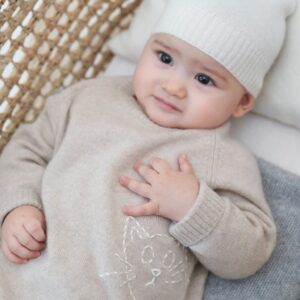 Baby Embroidered Cashmere Jumpsuit Cat