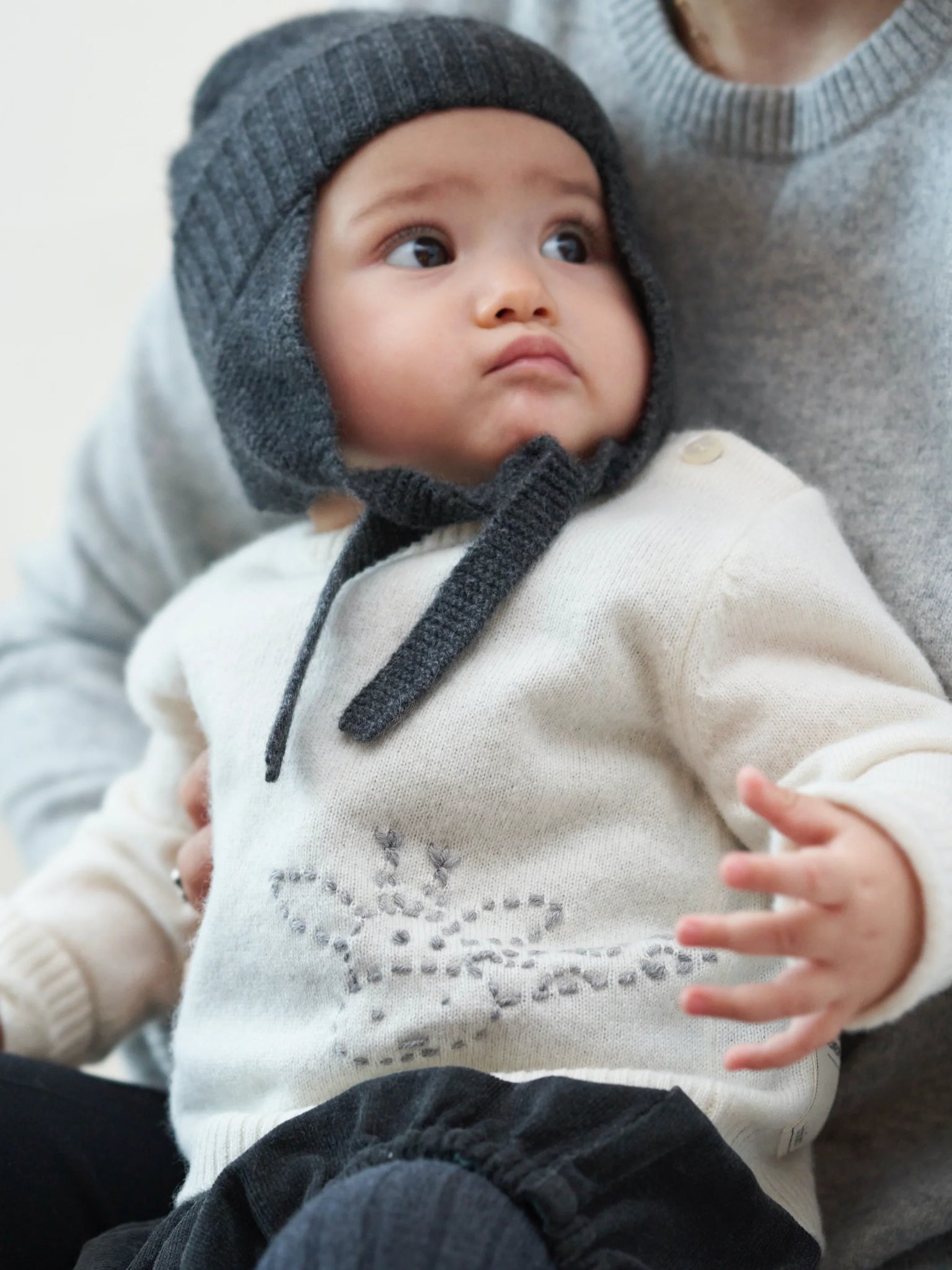 Baby Embroidered Cashmere Sweater Giraffe