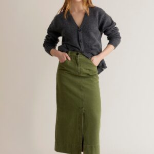 Grace Organic Cotton Denim Skirt Green