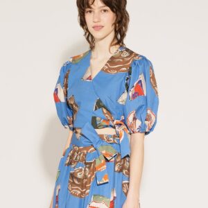 Boros Wrap Blouse Plates Blue
