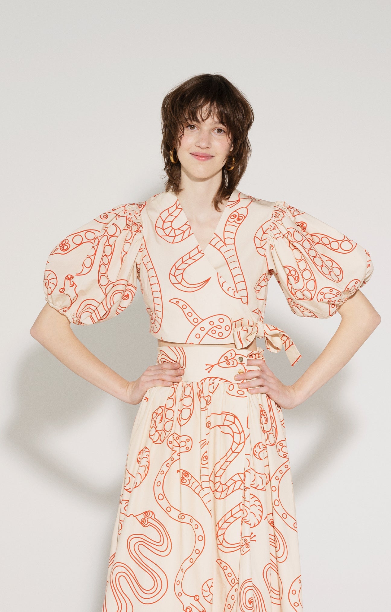 Boros Wrap Blouse Snakes Beige