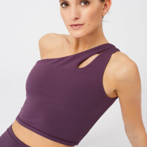 Cropped Shoulder Top Sports Bra Purple Passion