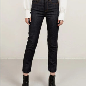 Cropped Denim Dark Blue & Tabacco Stitch