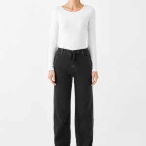 Dew Flared Soft Denim Jeans French Pocket Black