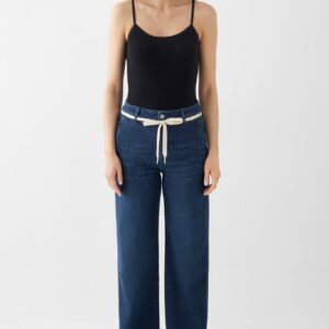 Dew Flared Soft Jeans French Pocket Dark Blue
