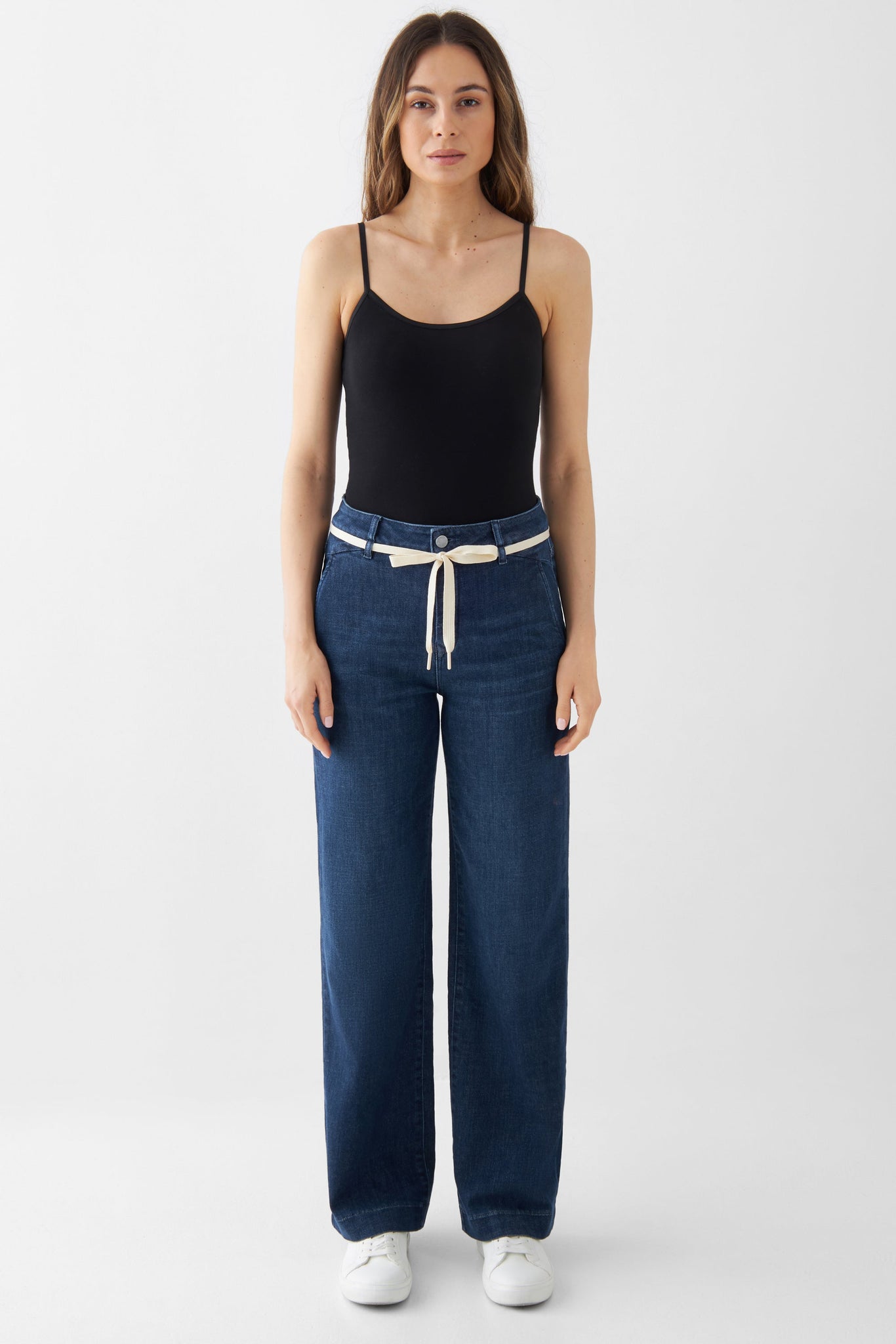Dew Flared Soft Jeans French Pocket Dark Blue