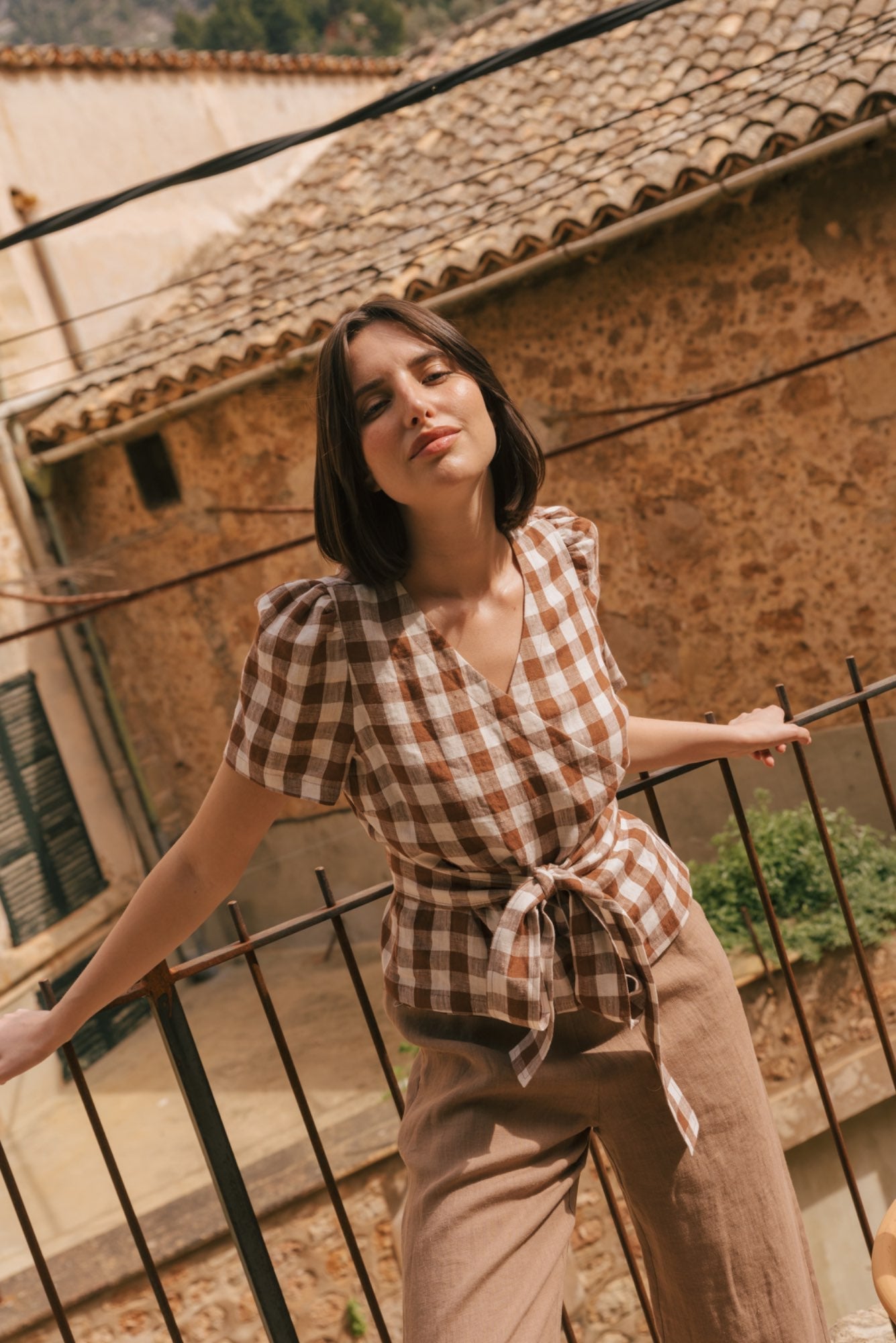Elisa Wrap Linen Top