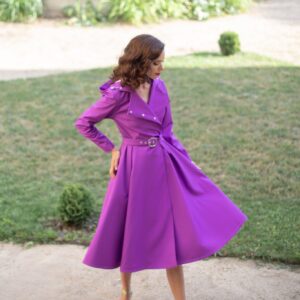 Double Breasted Trench Coat in Fuchsia
