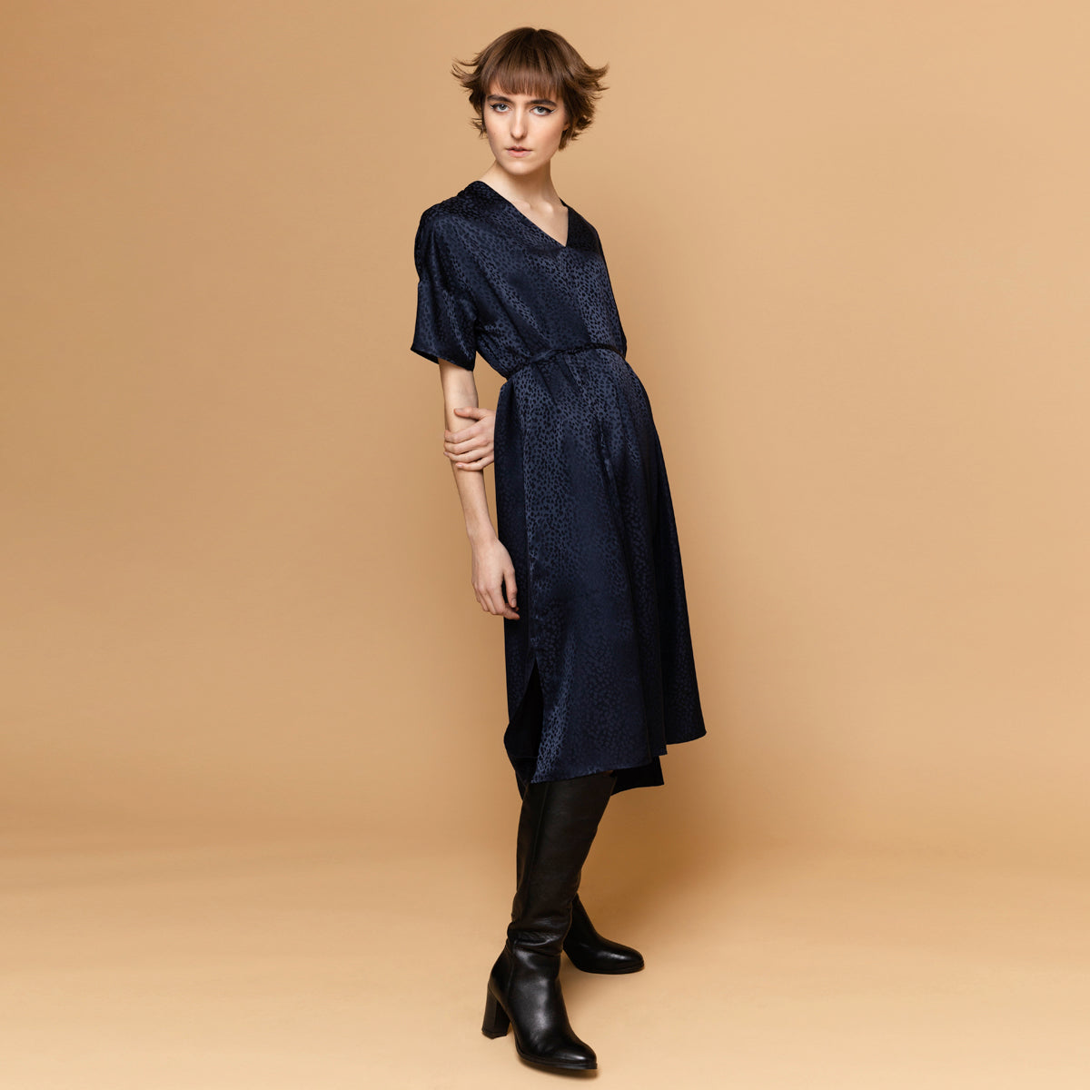 Day Silkki Mekko Jacquard Navy