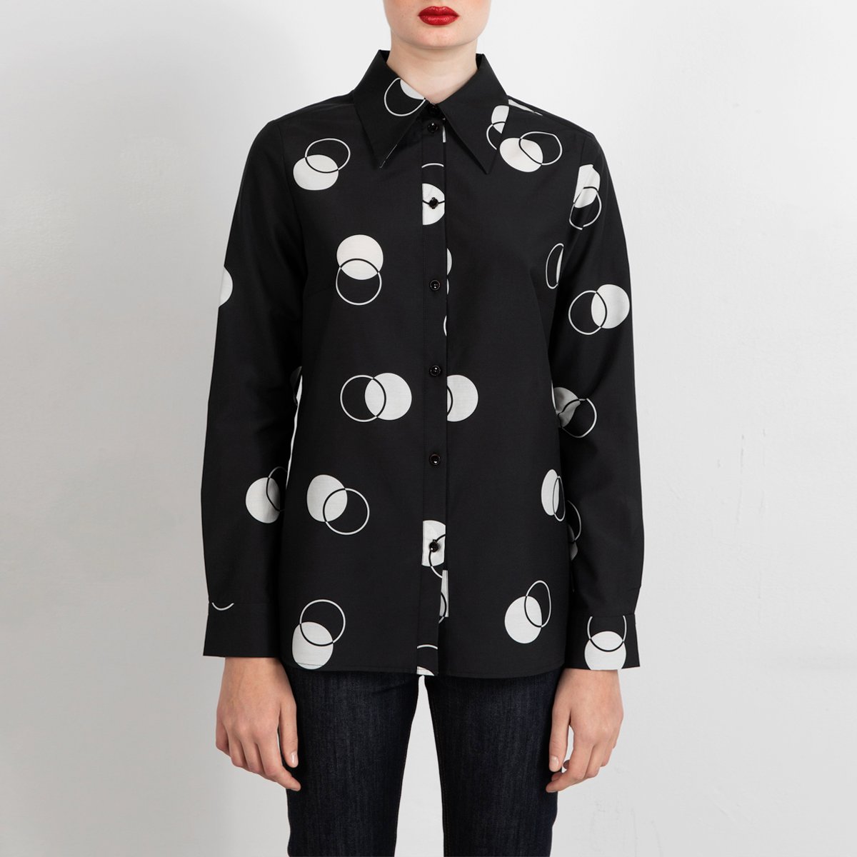 Essential Cotton Silk Shirt With Dot Print