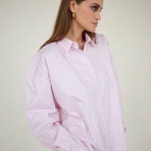 Classic Oversized Shirt Pink Wide Stripes