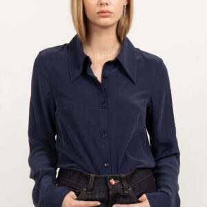 Essential Silk Shirt Navy