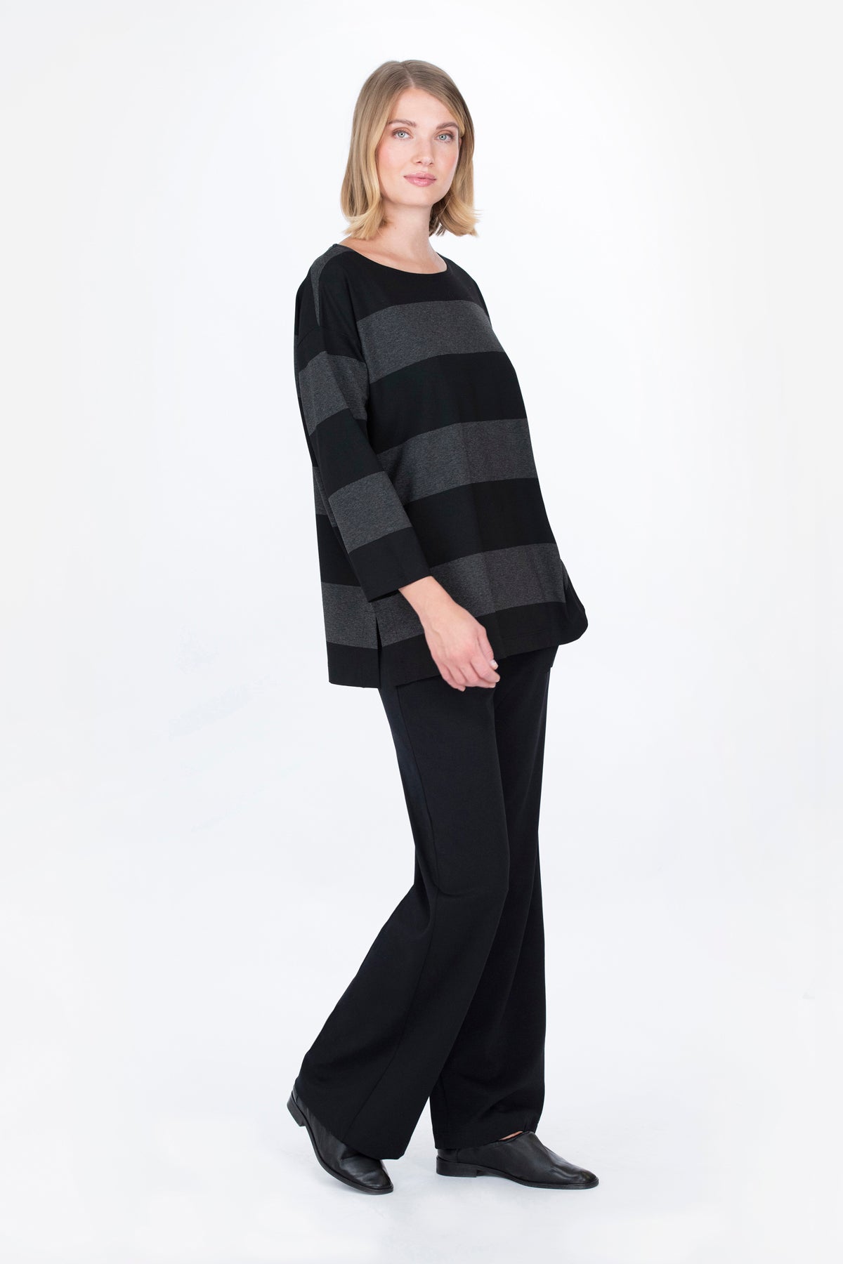 Havu Long Sleeve Top Striped Black/Grey