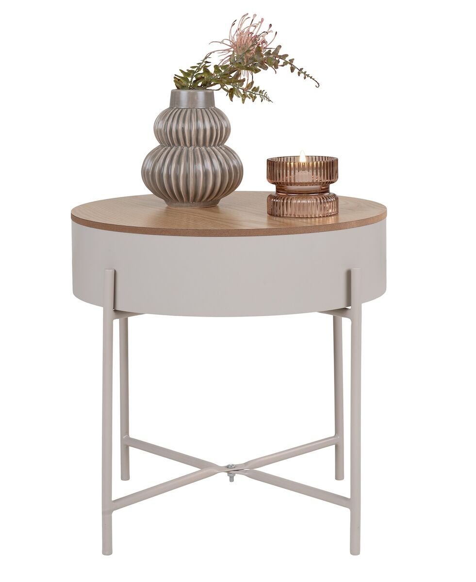 House Nordic Sisco pyöreä sivupöytä Ø40 cm beige harmaa