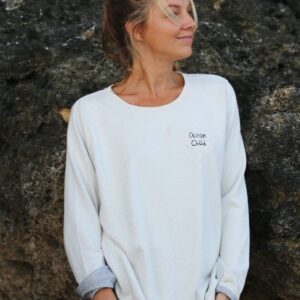 Feel Good Sweater Embroided Ocean Ecru