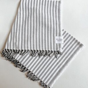 Beach Towel Stripes White/Grey