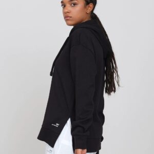 Gauzy Hoodie With Side Slits Black
