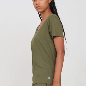 Deep Neck Jersey T-Shirt Military Green