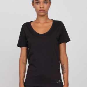 Deep Neck Jersey T-Shirt Black