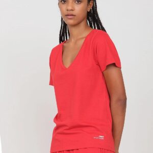 Deep Neck Jersey T-Shirt Red