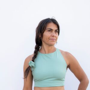 Criss Cross Glossy Top Sage Green