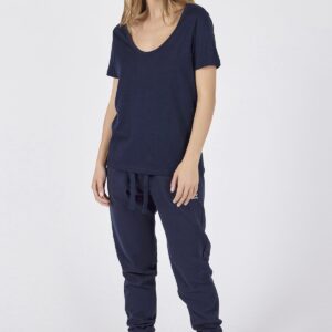 Deep Neck Jersey T-Shirt Blue