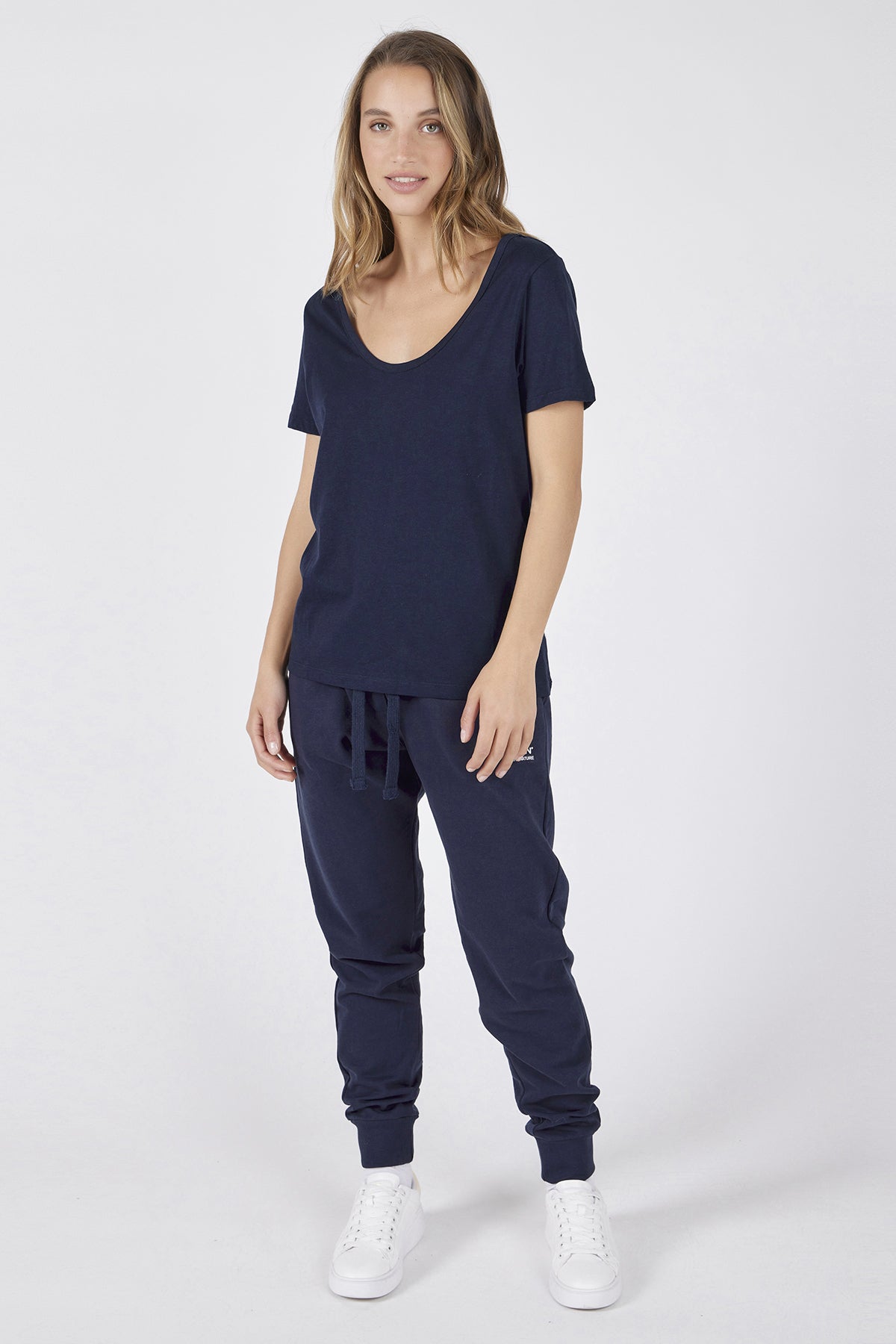 Deep Neck Jersey T-Shirt Blue
