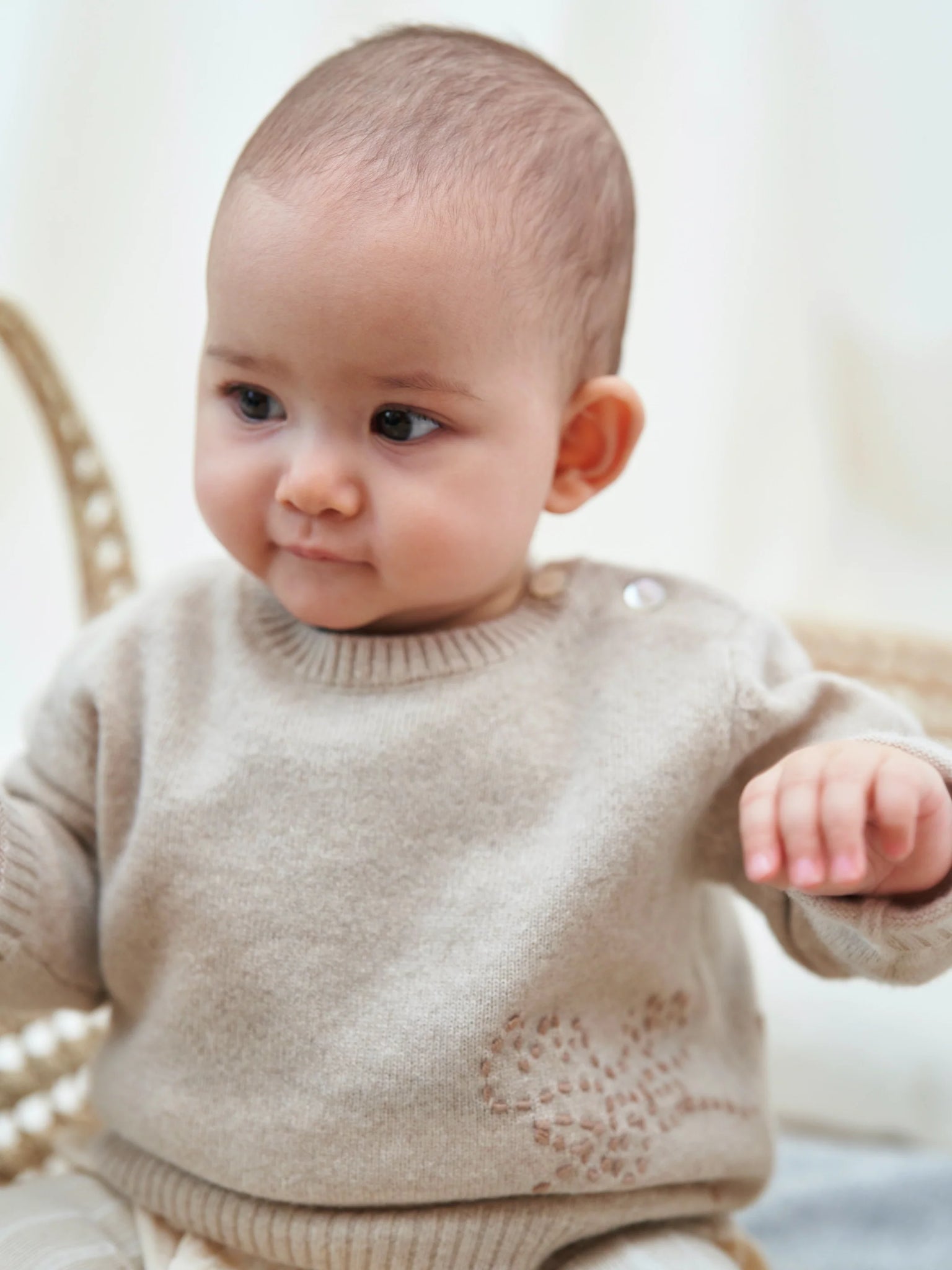 Baby Embroidered Cashmere Sweater Reindeer