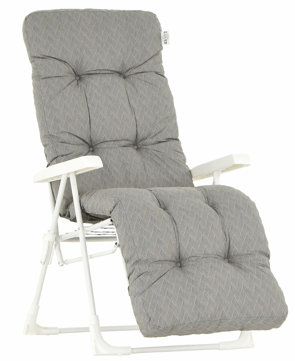 4Living Baden Baden tuoli+pehmuste, valkoinen beige sulkakuvio